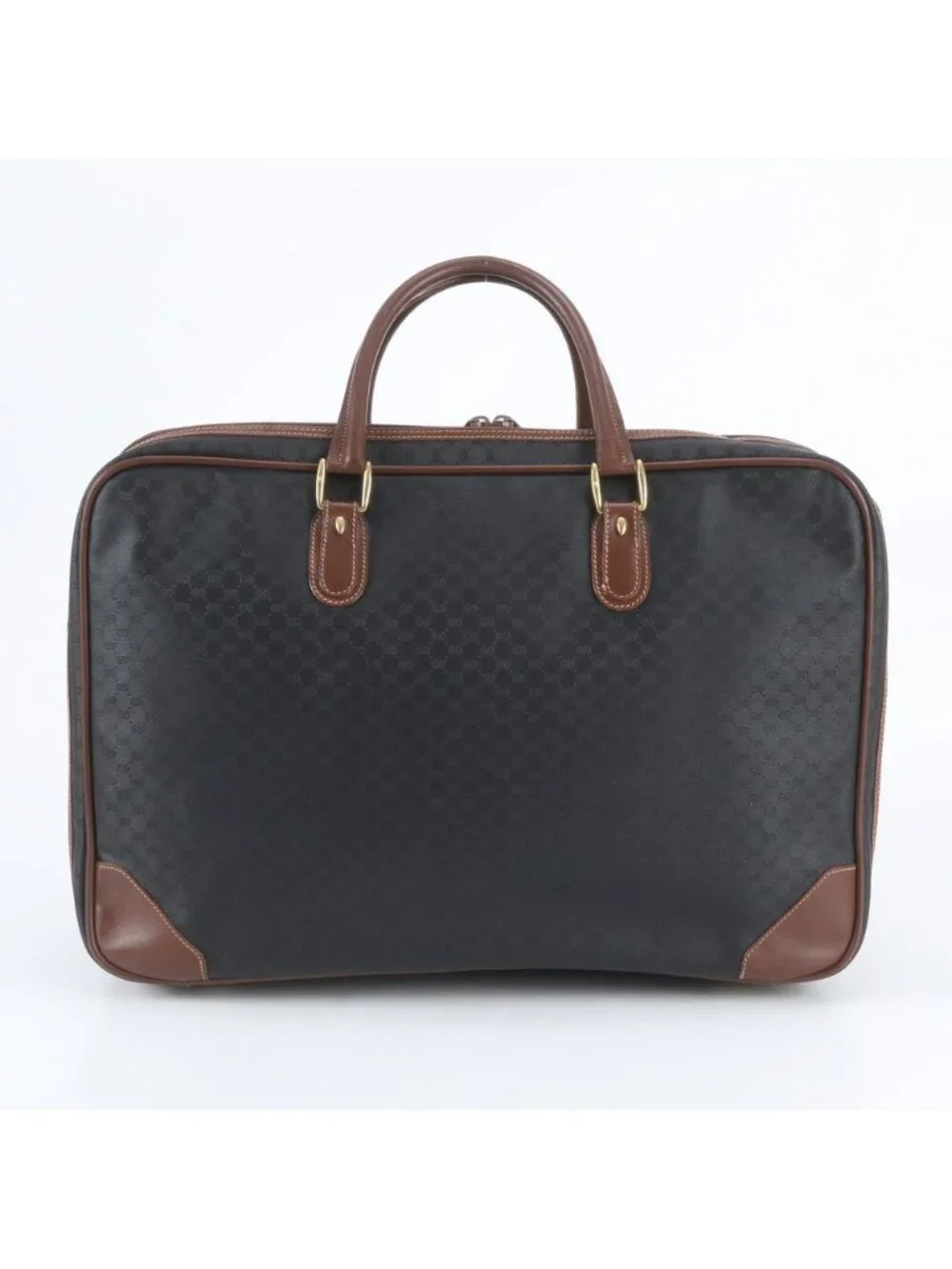 Gucci Micro GG 012 39 Leather Canvas Boston Bag Tote Carry